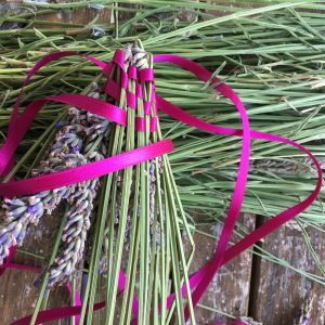 Cage brins de lavande fil rose